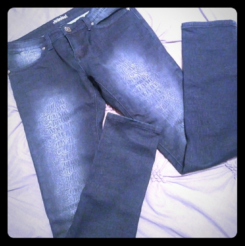 Faded Snake skin blue jeans
